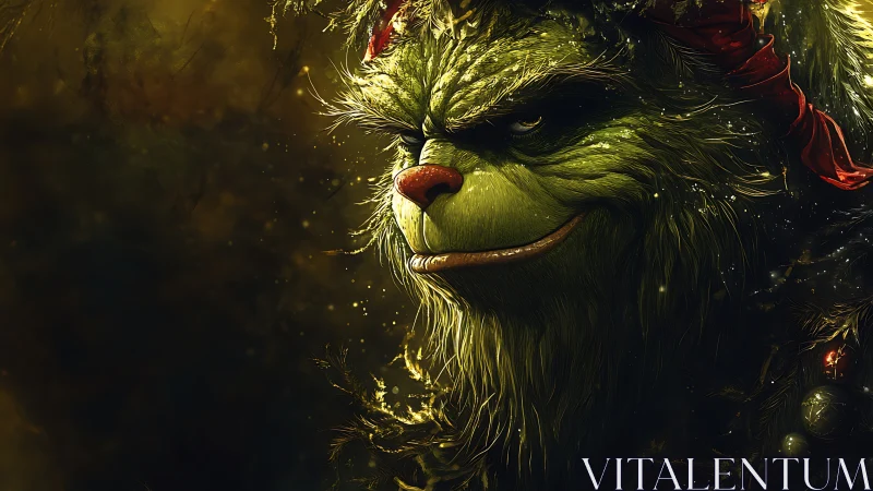 Cinematic close-up renders a sly green creature in moody light