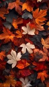 Layered maple foliage shows high-contrast autumn chromatic spectrum