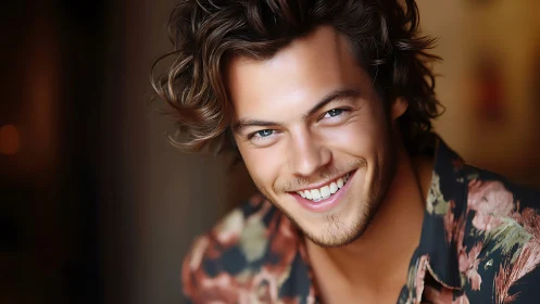 Close-up portrait of smiling man in soft bokeh lighting