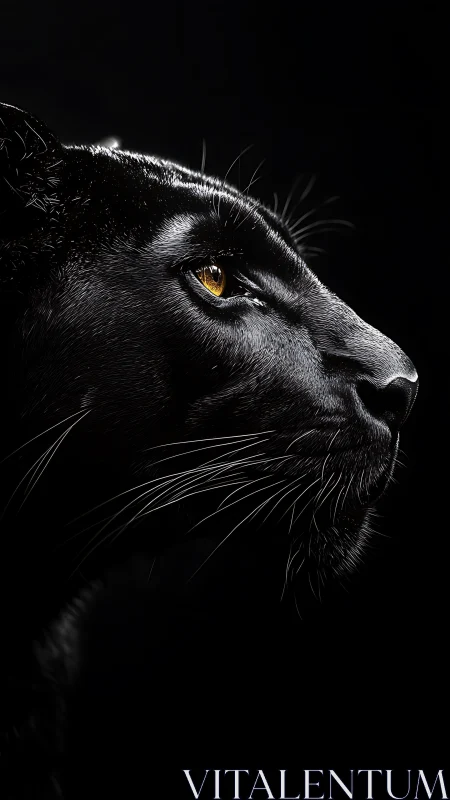 Black Feline Portrait Against Dark Background