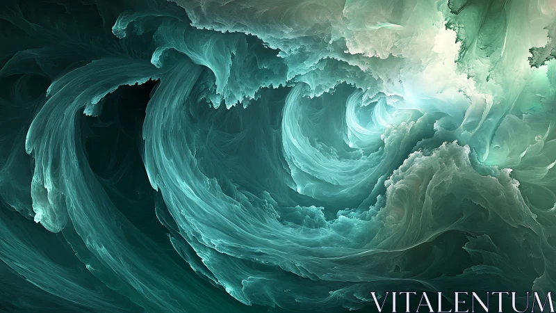 Storm of swirling teal clouds invites a dreamy ocean voyage