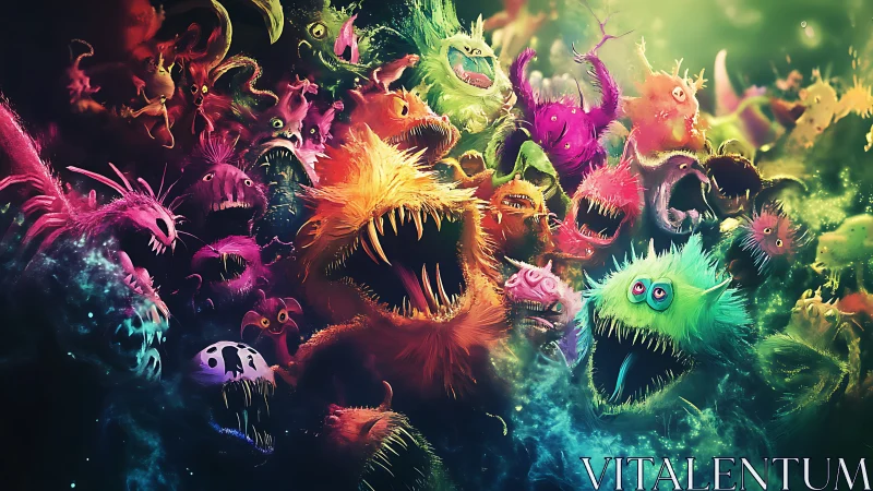 Neon fuzzbeast carnival erupts in a riot of grinning chaos.