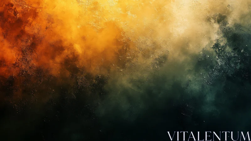 Fiery Orange and Deep Blue Abstract Textured Art Painting.