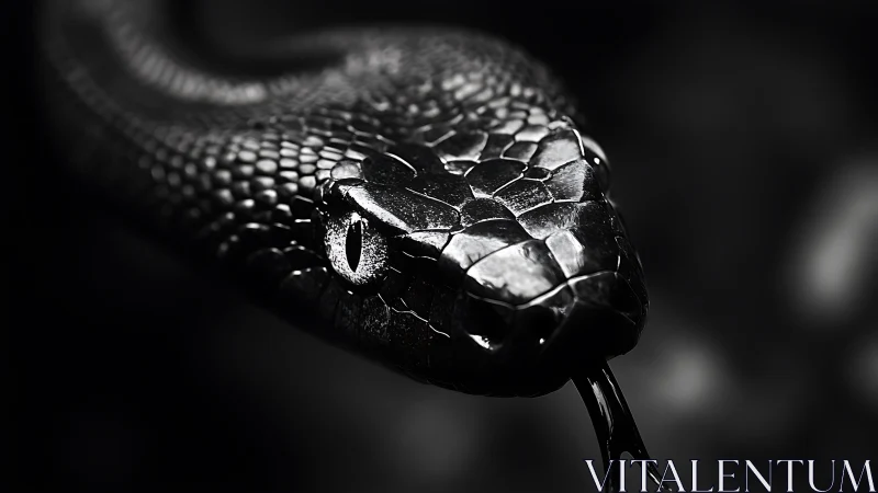 Snake head in extreme close-up with sharp detailed scales