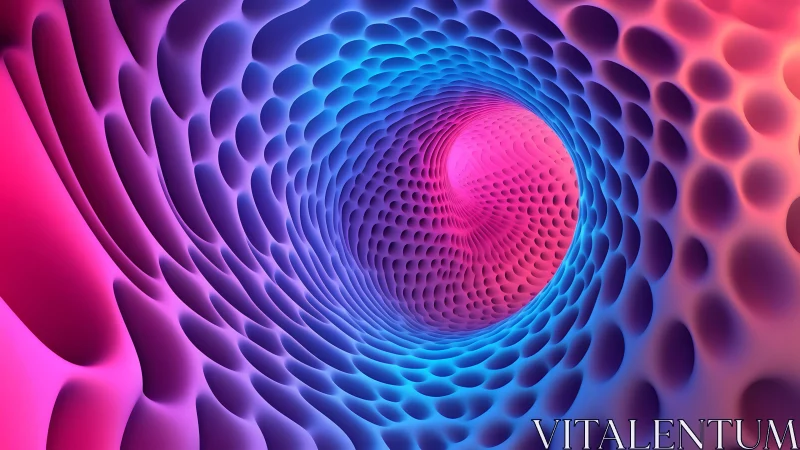 Vivid Abstract Tunnel With Blue and Pink Gradients, 3D Digital Art.