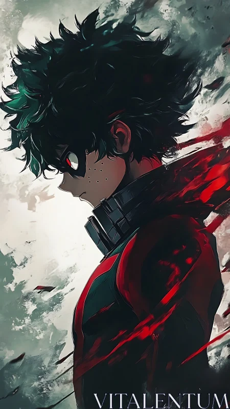 Side profile of stylized anime figure in dynamic lighting