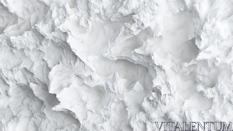 Abstract white textured landscape with 3D sculpted surface effect.