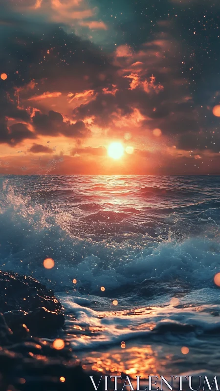 Starlit surf collides with a molten dream of sunset magic.