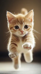 Adorable Orange Kitten Running Toward You With Joy.