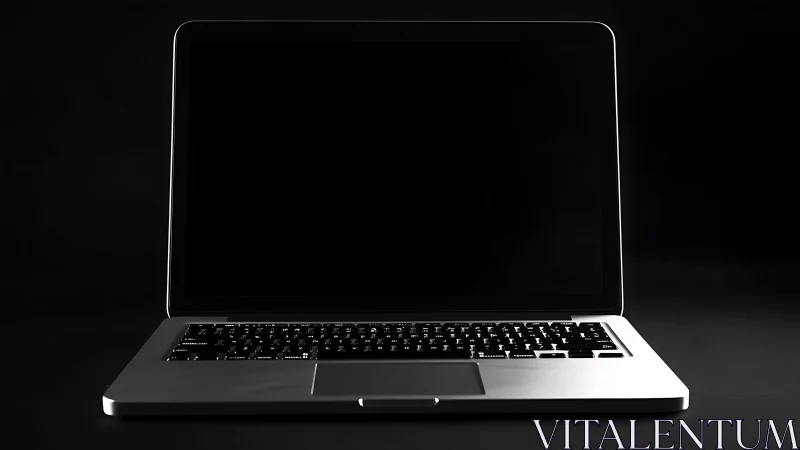 Silent silver laptop throne in a pool of midnight.