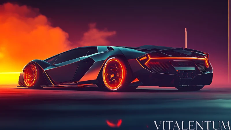 Neon dusk prowler slices the horizon in liquid crimson light