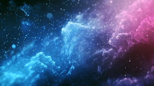 Cosmic mist drifts between electric blue and violet dreams