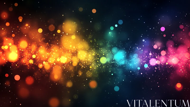 Multicolor bokeh light field on dark gradient background.