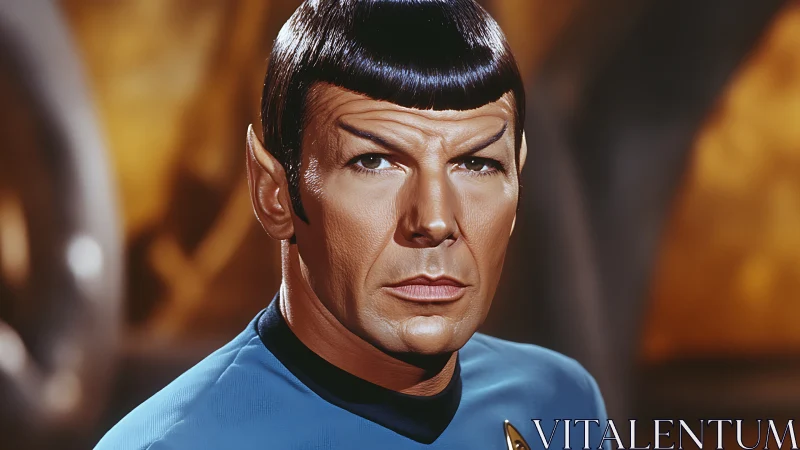 Stoic sci-fi officer portrait with dramatic studio lighting