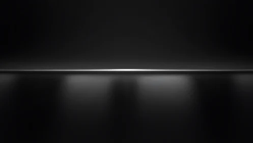 Minimal horizon line glows across a dark reflective space.