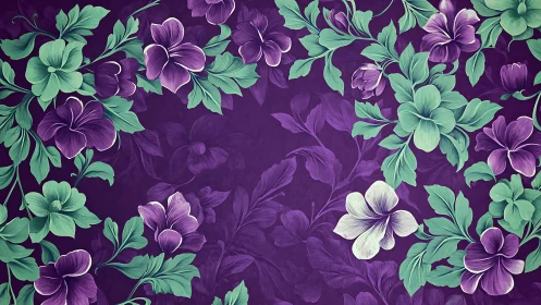Violet Blossoms Dance Across Emerald Canvas.