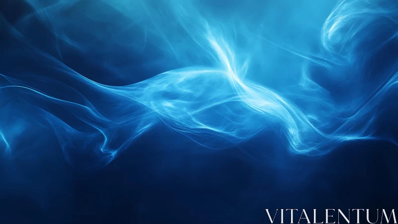Abstract flowing blue smoke background in digital art style.