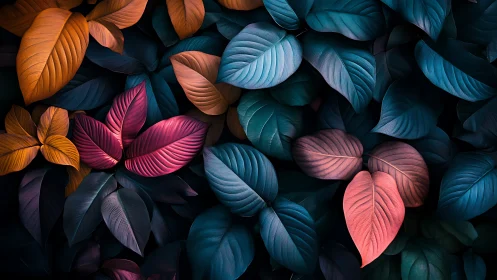 Color rich foliage forms a dramatic abstract leaf tapestry