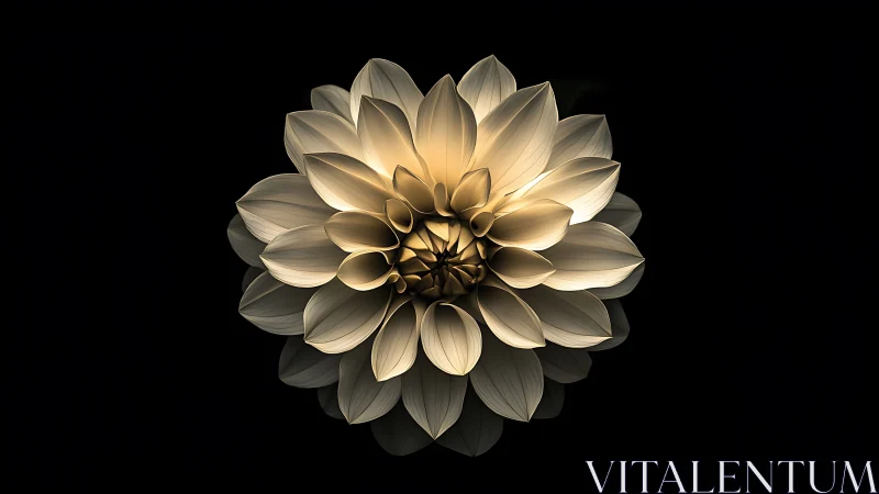 Golden Dahlia Blooms Against Obsidian Void