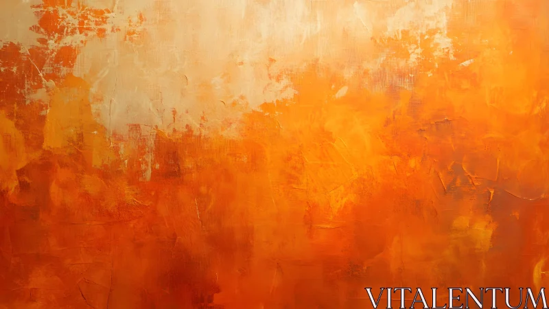 Vibrant Abstract Orange and Yellow Textured Painting on Canvas.