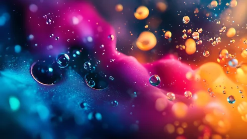 Liquid galaxies drift through neon clouds of molten light