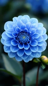 Blue Dahlia Blossom with Layered Petals.