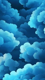 Layered blue clouds drift across a dreamy night sky