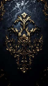 Baroque gold ornamental relief emerges from dark textured panel
