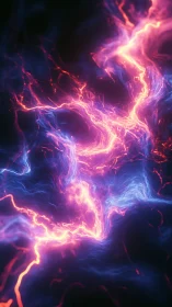 Neon plasma filaments in abstract energy field visualization.