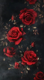 Crimson Roses Dance Against Velvet Darkness in Moody Floral Symphony