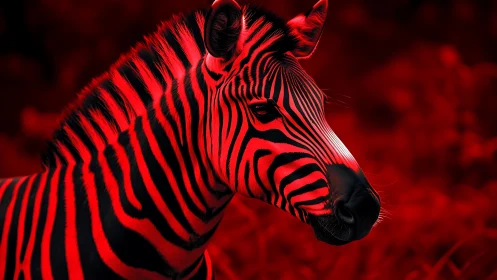 Crimson night zebra ignites the savanna with neon stripes.