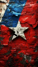 Textured tricolor star emblem over distressed painted wall.