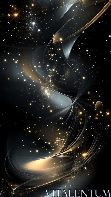 Star-swept ribbons unwind through a cosmic dusk ballet.