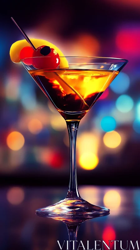 Luminous Cocktail in Vibrant Nightlife Setting