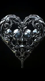 Ornate Glass Heart with Baroque Filigree Relief