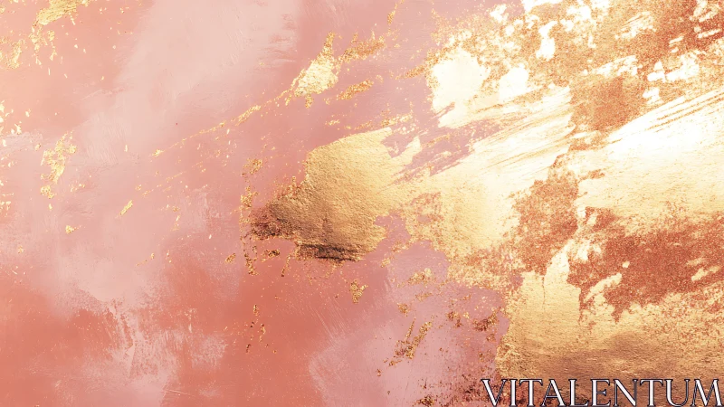 Pink and gold abstract metallic brushstroke background art.
