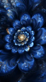 Midnight sapphire blossom swirling with cosmic shimmer.
