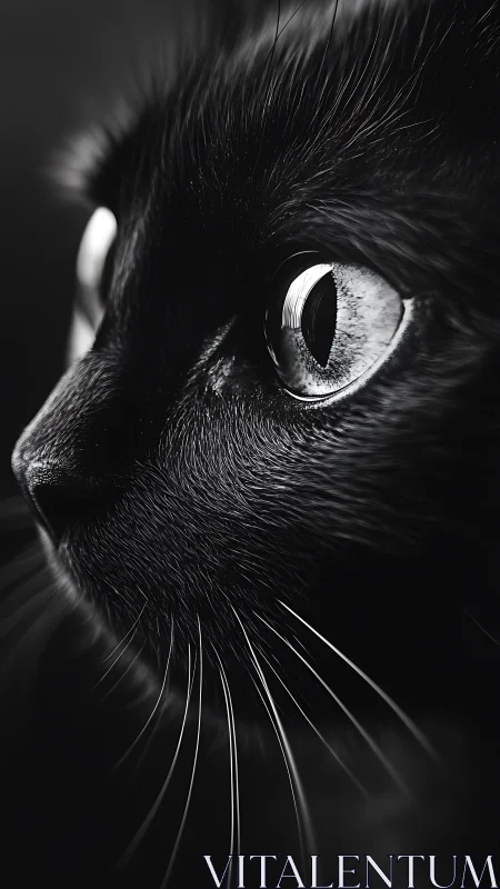 Black Cat Close-Up with Luminous Eye