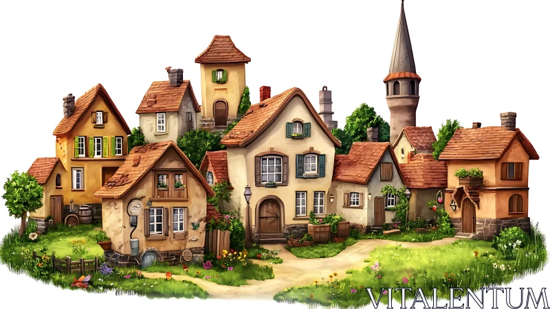 Sunlit storybook cottages huddle close and whisper secrets