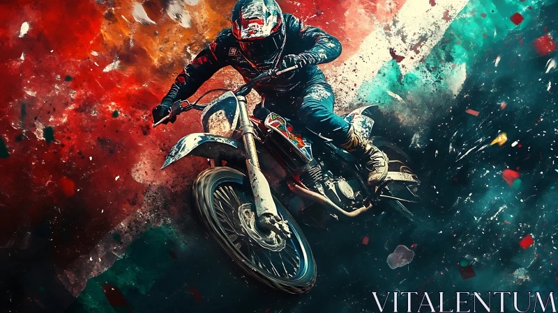 Trailblaze through color storms on a furious dirt bike.