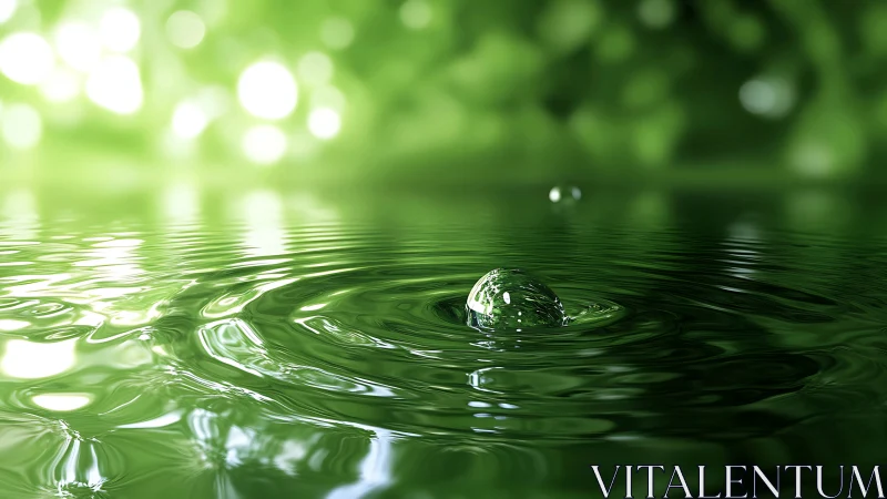 Emerald ripple bloom as a single droplet crowns still water.