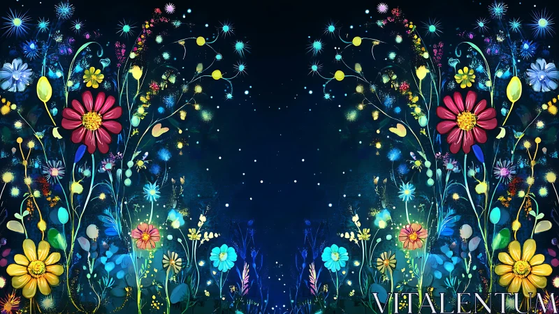 Bioluminescent Garden Symphony in Midnight Navy.