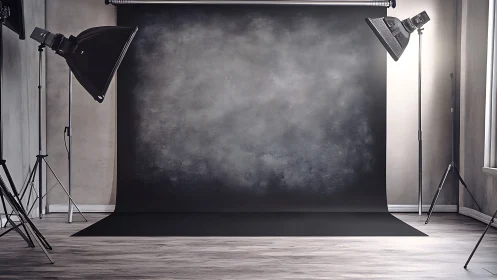 Studio portrait backdrop with softbox lighting configuration.