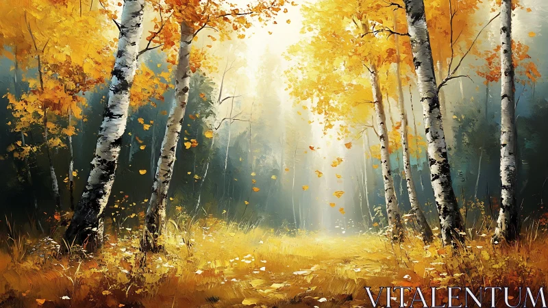 Golden Birch Cathedral: Autumn's Luminous Passage