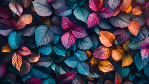 Chromatic foliage field with layered complementary leaf planes.