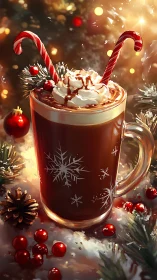 Spectral holiday cocoa glass with whipped cream turbulence.