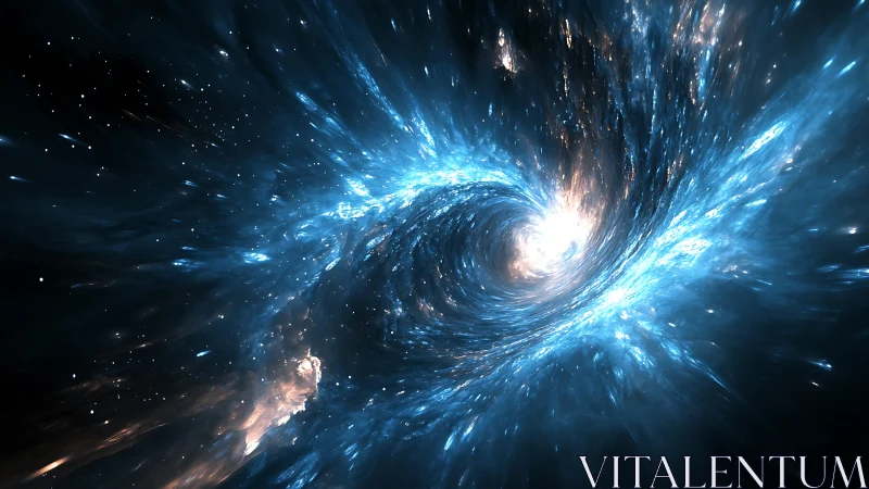 Starstream maelstrom spirals into a bright galactic doorway.