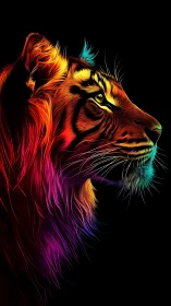 Neon twilight tiger blazing through electric midnight.
