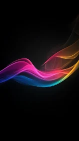 Luminous neon light wave sweeping across deep black field.