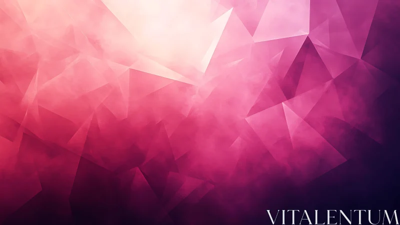 Abstract pink geometric background with polygonal shapes and soft light.